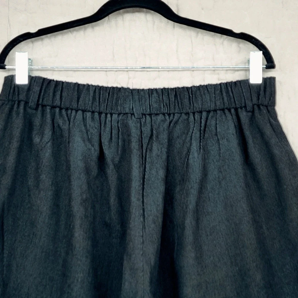 JUNY Wide Leg Baggy Corduroy Pant M 32x31 Men Black Pleated Velour Relaxed Retro